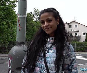 Public Agent sexy brunette Sandra Soul fucked in public